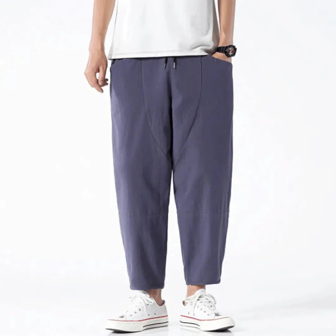 Drawstring Elastic Waist Tapered Cropped Trouser