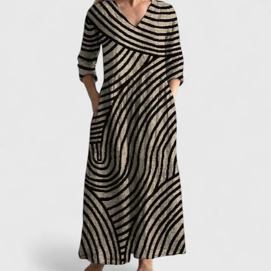 Patterned Pocketed Dress