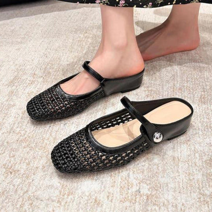 Square Toe Woven Strap Sandals