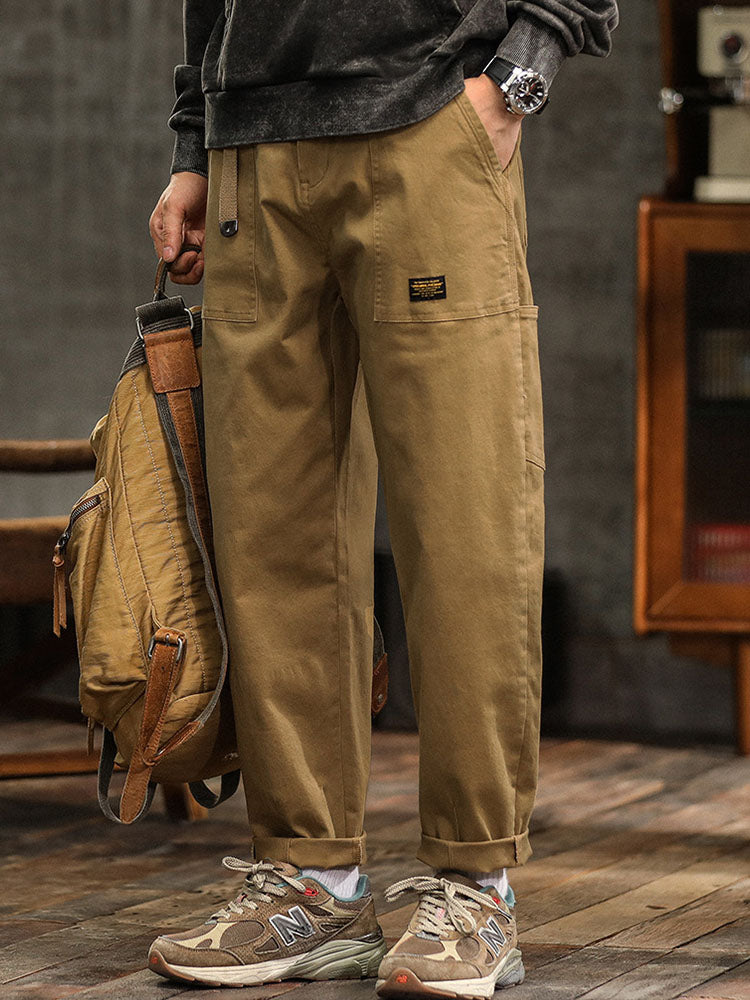 Pocketed Rolled Loose Straight Seamed Trouser