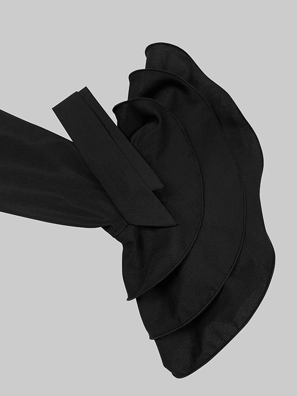 Collared Ruffled Pleated Maxi Loose Flared Dress