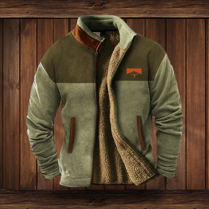 Men's Stand Collar Southwestern Print Sleeve Zip Jacket