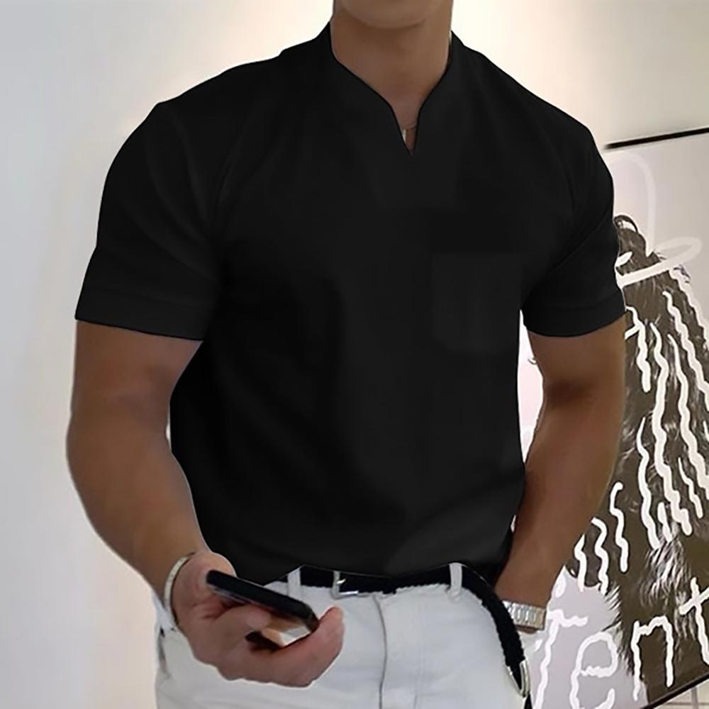 Notch Collar Short Sleeve Polo Shirt