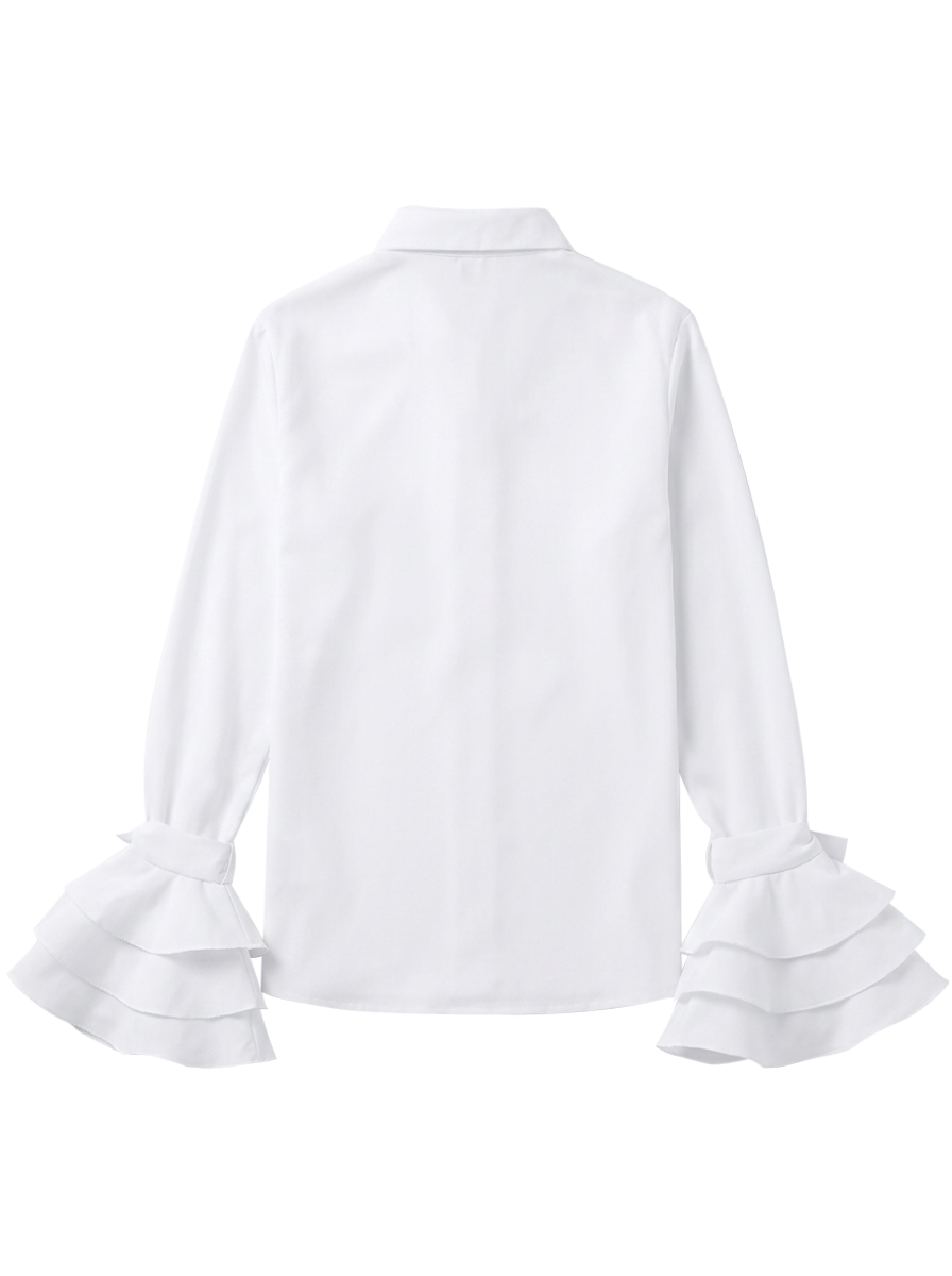 Tiered Ruffle Cuff Button Up Blouse