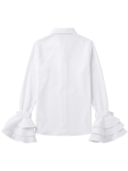 Tiered Ruffle Cuff Button Up Blouse
