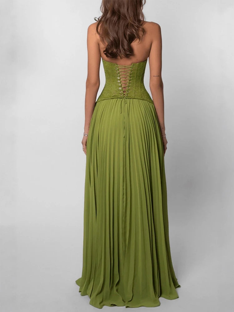 Embroidered Top High Waist Longline Dress