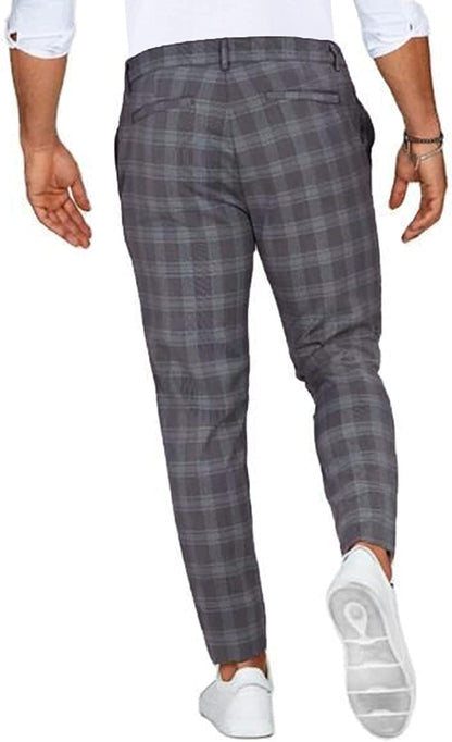 Plaid Slim Looped Tailored Ankle Trousers