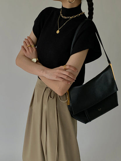 High Neck Sleeveless Knit Loose Top