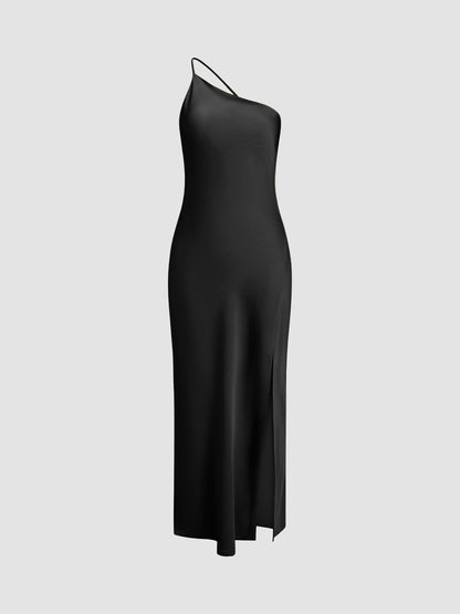 One Shoulder Backless Side Slit Maxi Dress