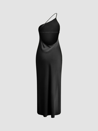 One Shoulder Backless Side Slit Maxi Dress