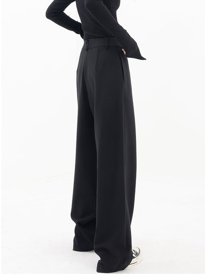 Asymmetrical High Waist Overlap Wide Leg Drape Pants