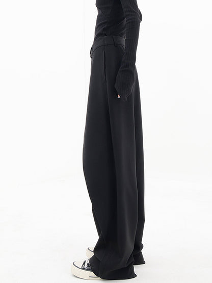 Asymmetrical High Waist Overlap Wide Leg Drape Pants