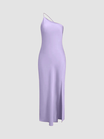 One Shoulder Backless Side Slit Maxi Dress