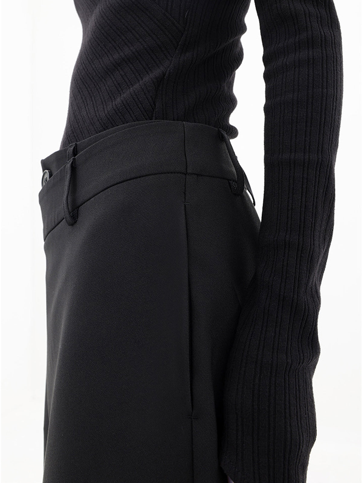 Asymmetrical High Waist Overlap Wide Leg Drape Pants