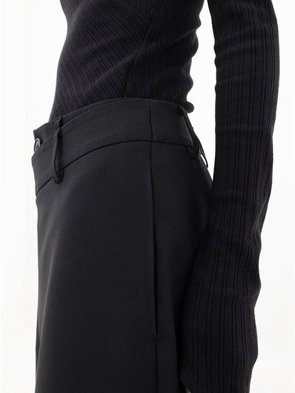 Asymmetrical High Waist Overlap Wide Leg Drape Pants