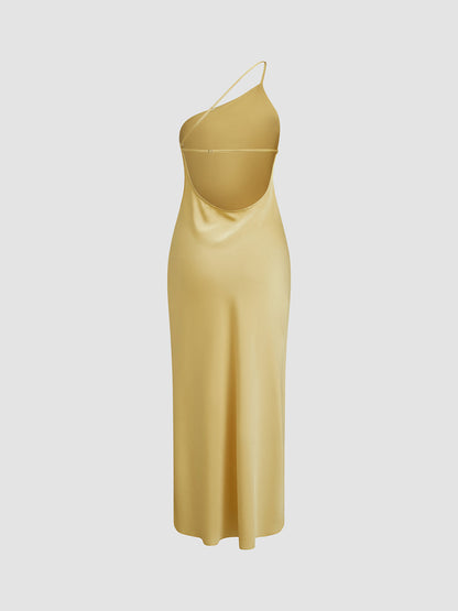 One Shoulder Backless Side Slit Maxi Dress