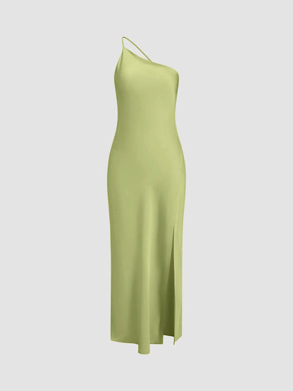 One Shoulder Backless Side Slit Maxi Dress