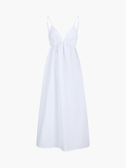 Backless Spaghetti Strap V Neck A Line Dress