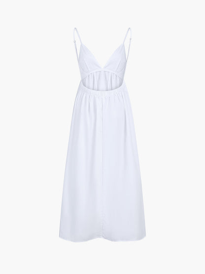 Backless Spaghetti Strap V Neck A Line Dress