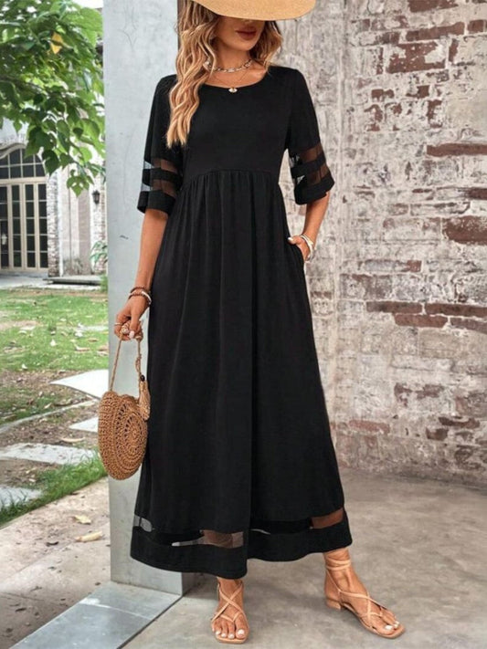 Round Neck Paneled Maxi Dress