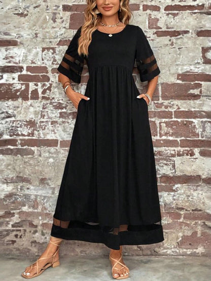 Round Neck Paneled Maxi Dress