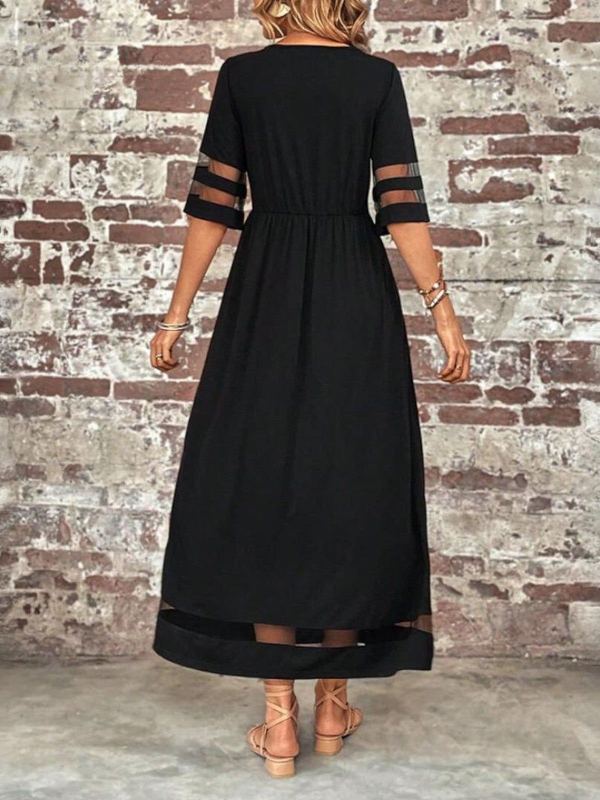 Round Neck Paneled Maxi Dress
