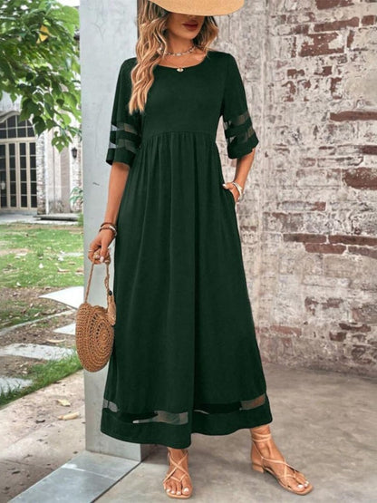 Round Neck Paneled Maxi Dress