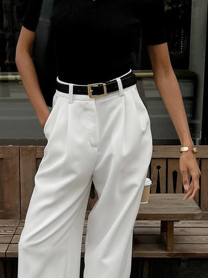 Straight Silhouette Darted Waist Full Length Trouser