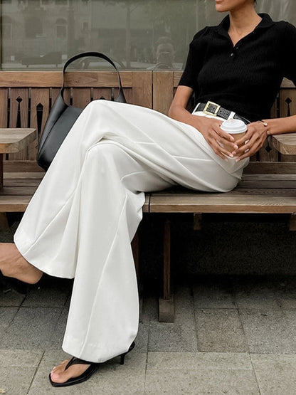 Straight Silhouette Darted Waist Full Length Trouser