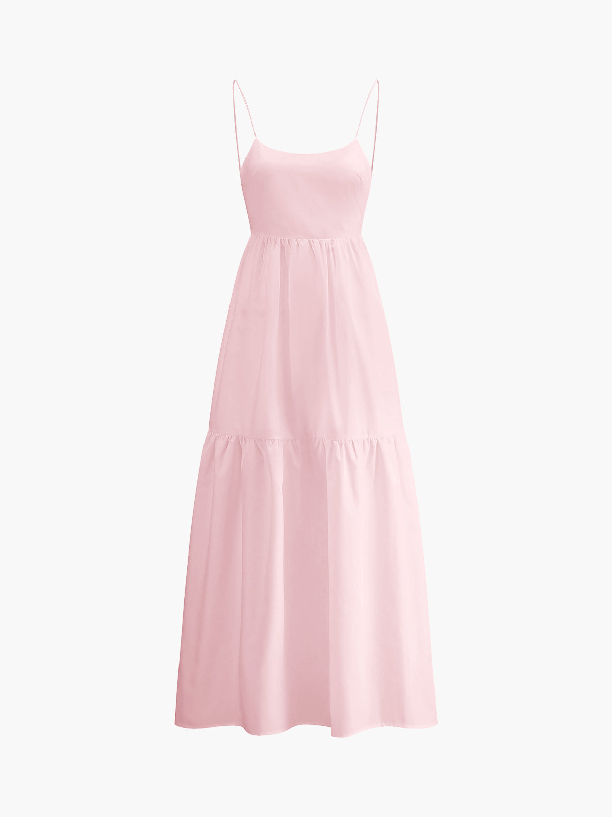 Sleeveless Spaghetti Strap Open Back Tiered Maxi Dress