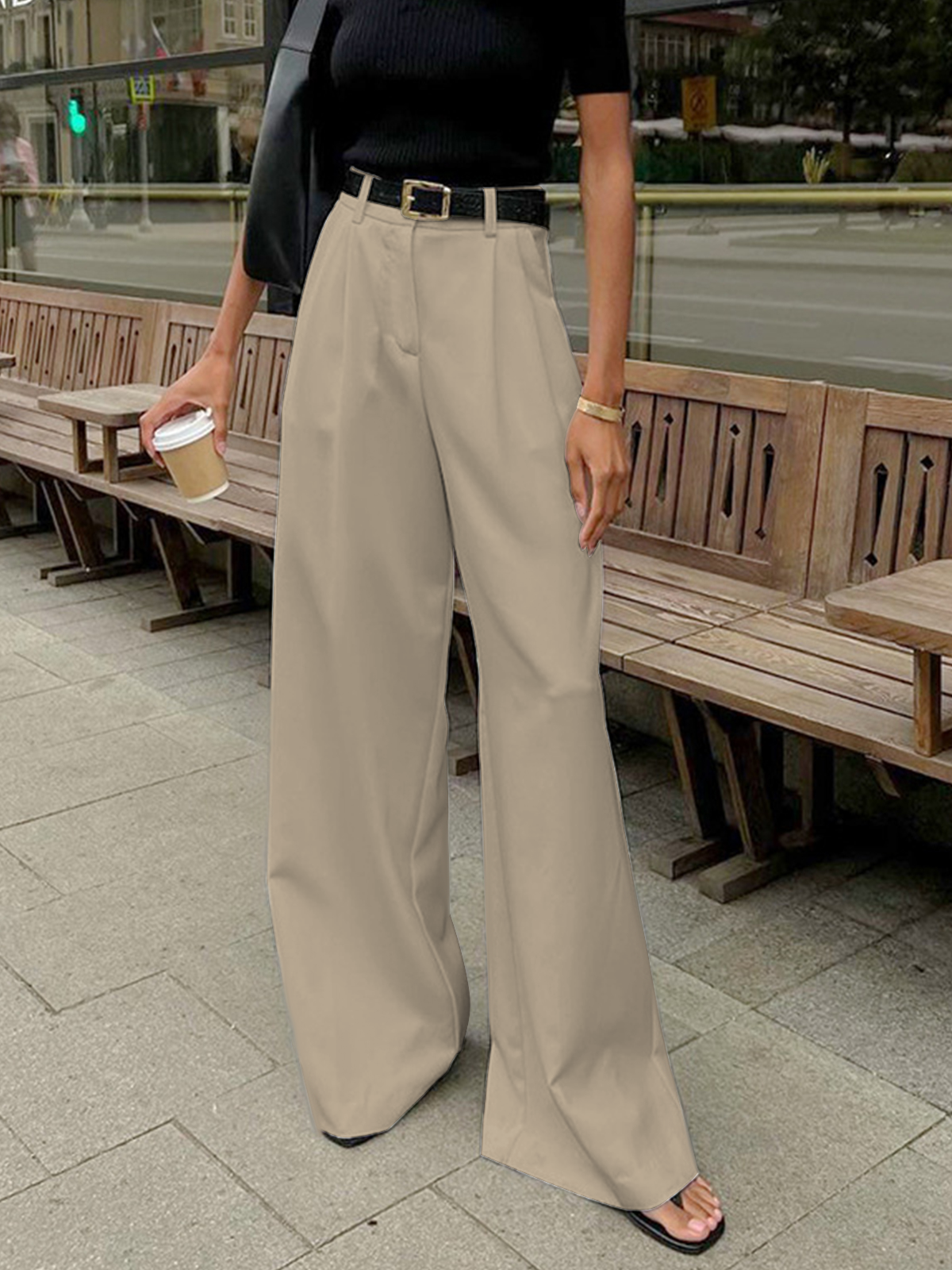 Straight Silhouette Darted Waist Full Length Trouser
