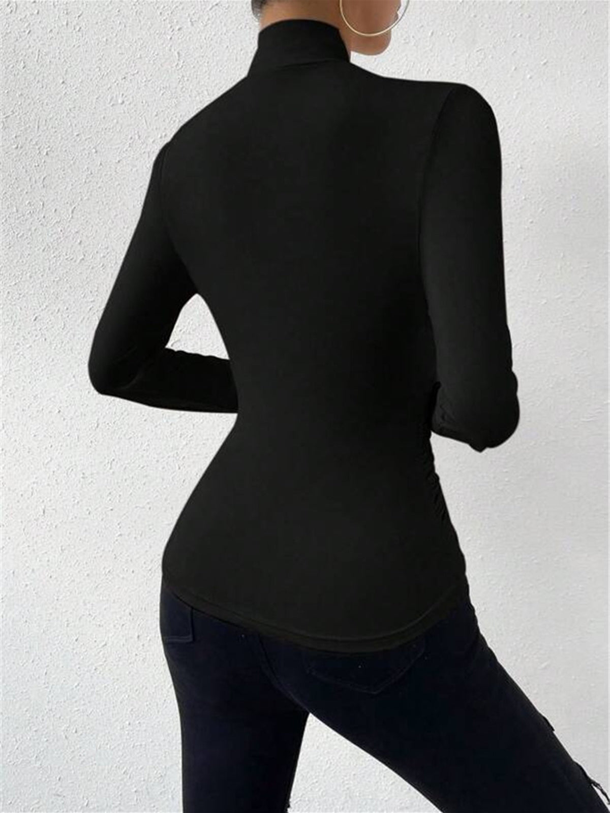 Crossover Drape Long Sleeve Fitted Top