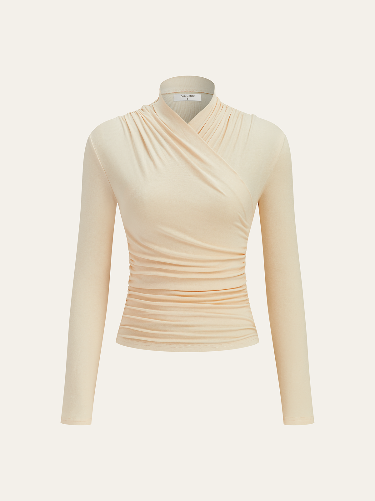 Crossover Drape Long Sleeve Fitted Top