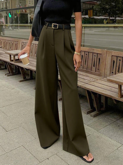 Straight Silhouette Darted Waist Full Length Trouser