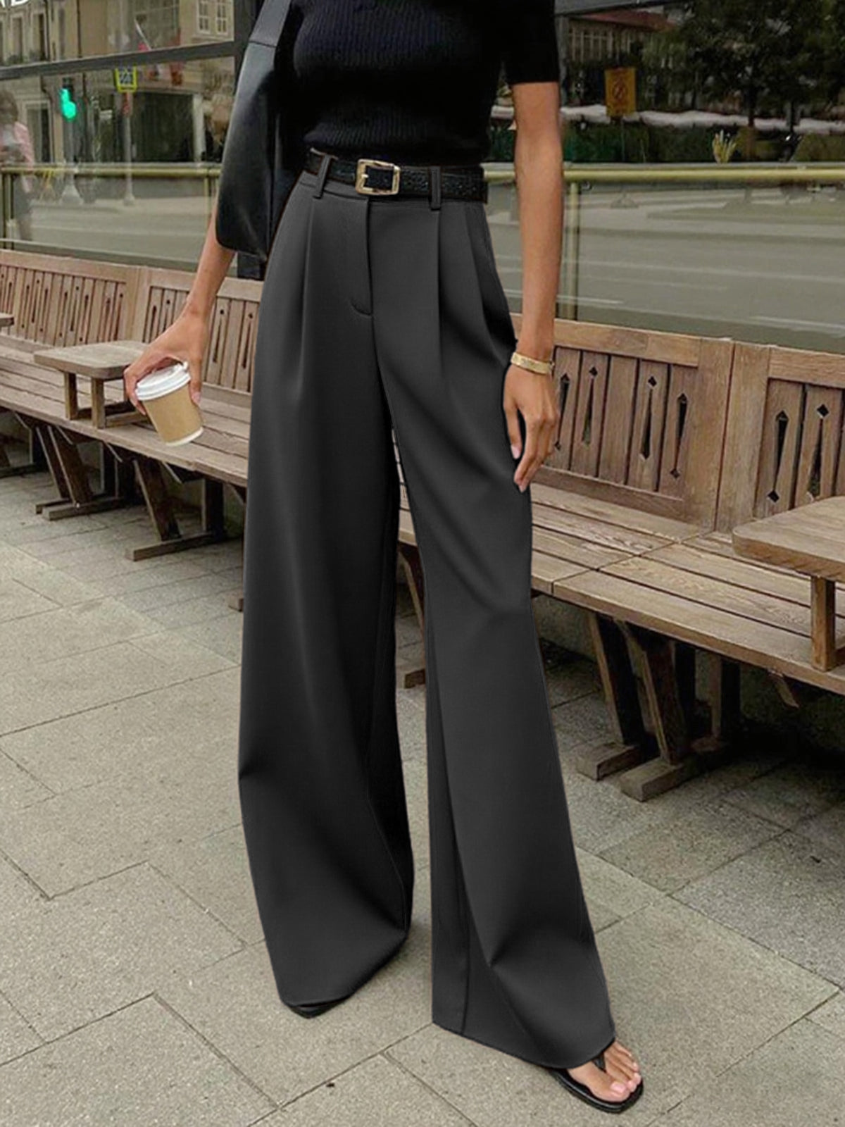 Straight Silhouette Darted Waist Full Length Trouser
