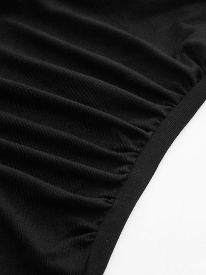 Asymmetric Cutout Ruched Long Sleeve Top