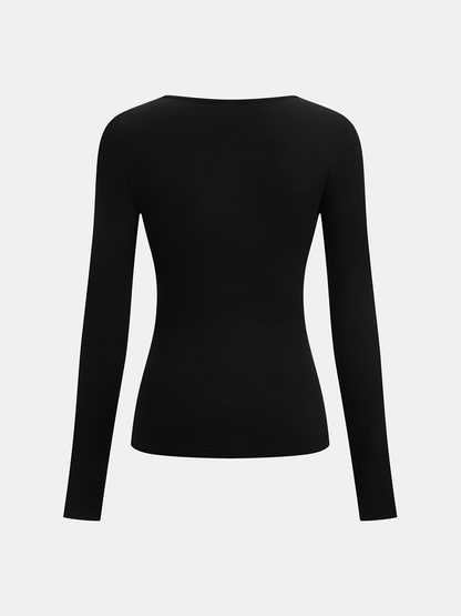 Asymmetric Cutout Ruched Long Sleeve Top