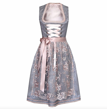 Sweetheart Neck Short Sleeve Lace Apron Dirndl Dress
