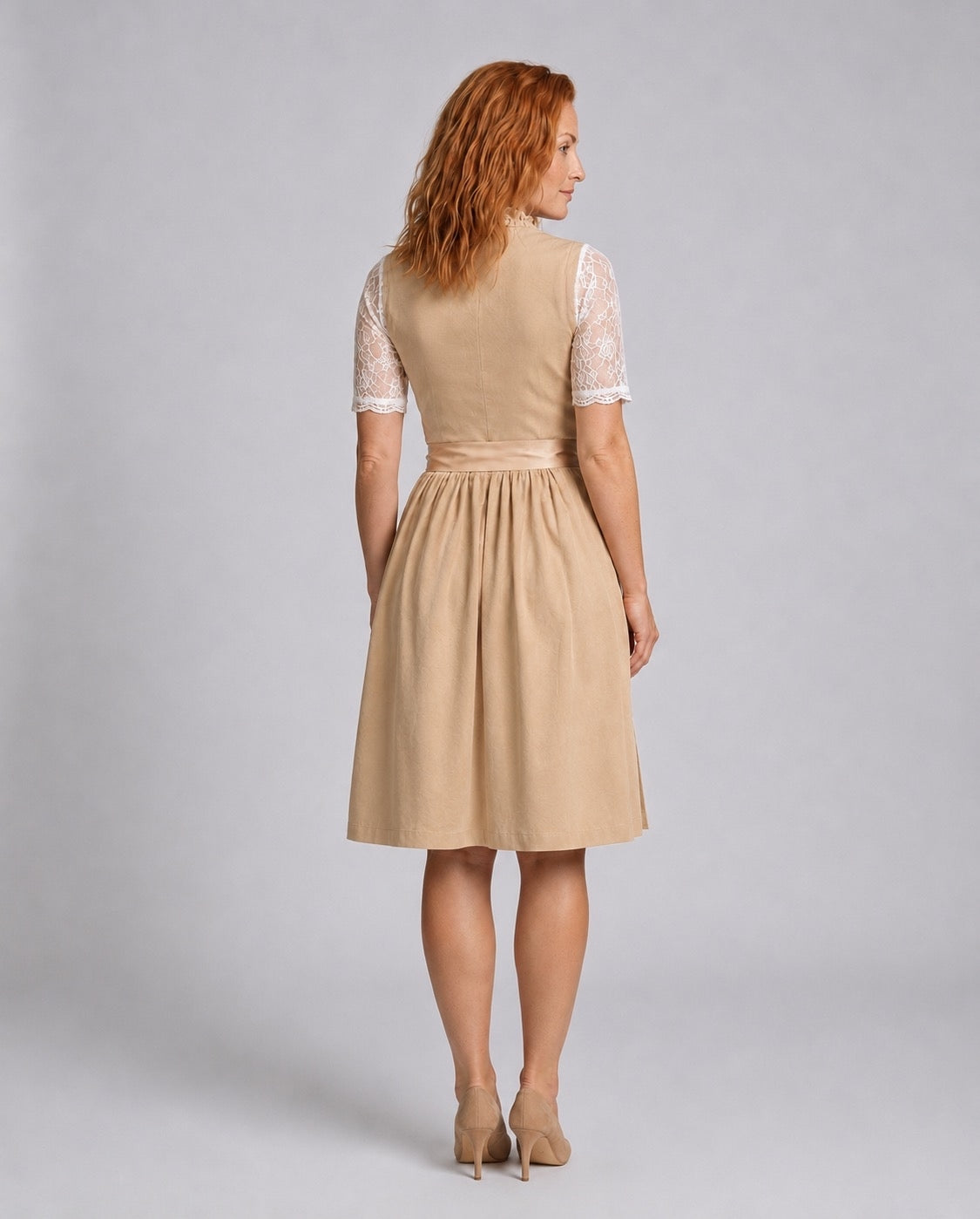 Women's Lace Sleeve Corset Bodice Dirndl Dress