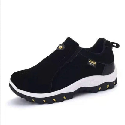 Stitched Paneled Gusseted Treaded Laceless Shoes