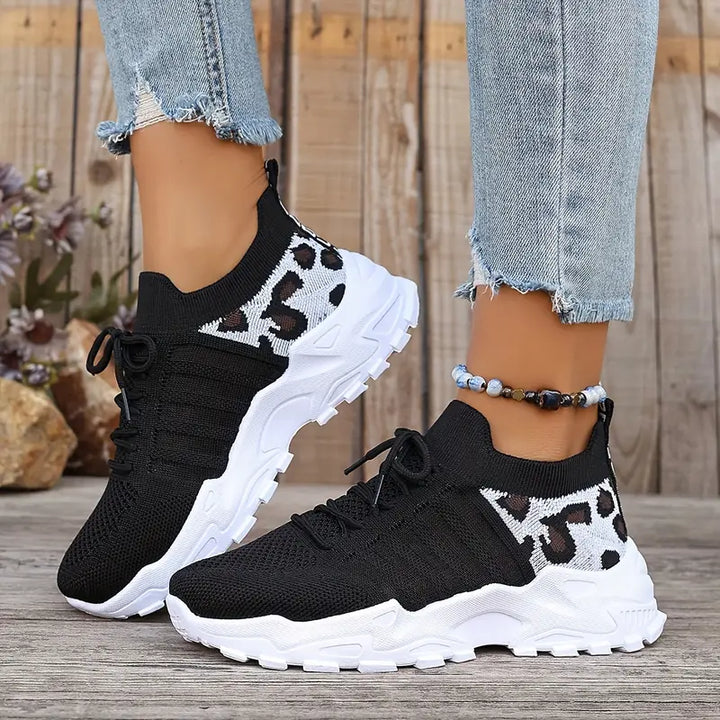 Lace Up Patterned Textured Lug Sole Sneakers