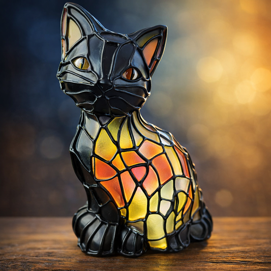 Black Stained Cat Table Lamp