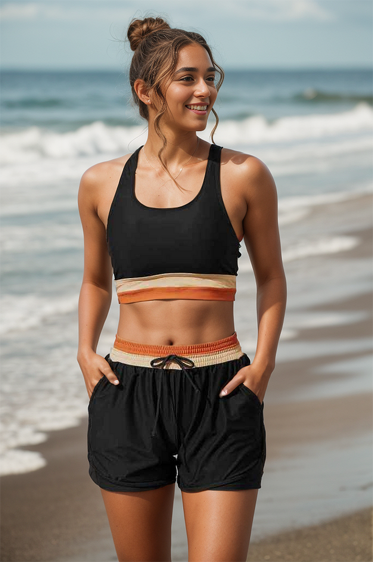 Sleeveless Zippered Open Drawstring Fitted Short Set