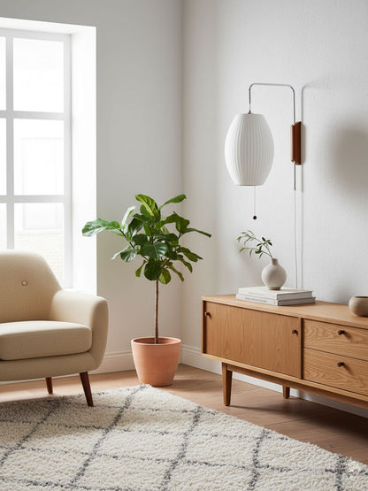 Cylindrical Ribbed Shade Wall Lamp