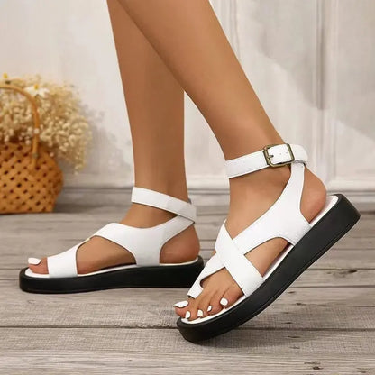 Strappy Ankle Buckle Flat Sole Sandals