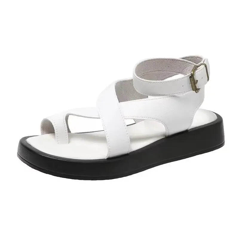 Strappy Ankle Buckle Flat Sole Sandals