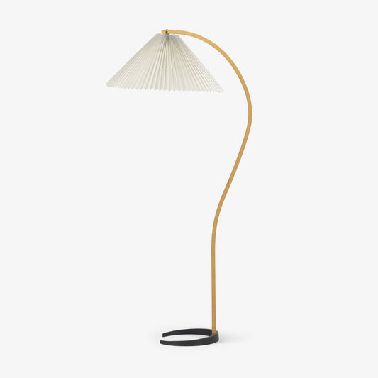 Arched Floor Lamp with Pleated Conical Shade