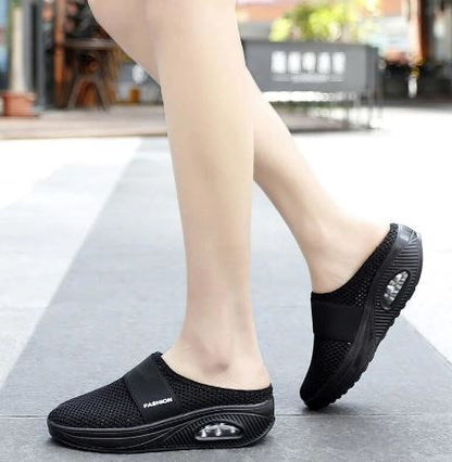 Round Backless Thick Elevated Wide Patterned Sandals