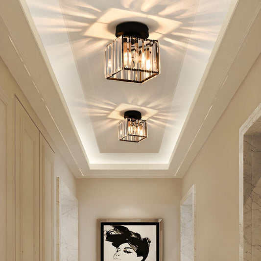 Ceiling Light with Brass Body and Crystal Shade | LED