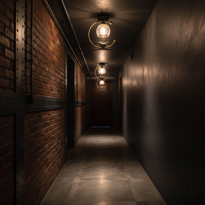 C-Shape Curved Ceiling Light with Bird Figurine